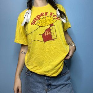 VINTAGE 70s/ 80s YELLOW MCDONALDS SUPER FRY SINGLE STITCH GRAPHIC TSHIRT